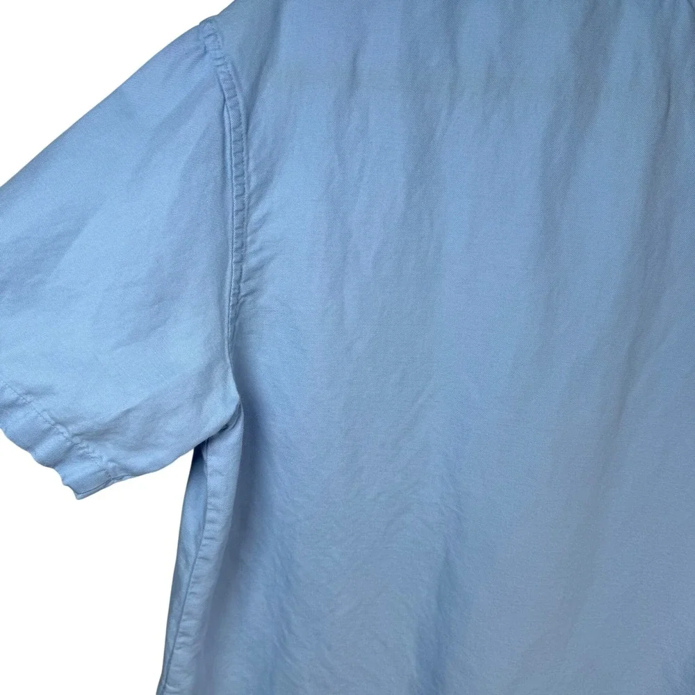Calvin Klein Luxe Linen Cotton Blend Hidden Placket‎ Camp Shirt M Large Coastal